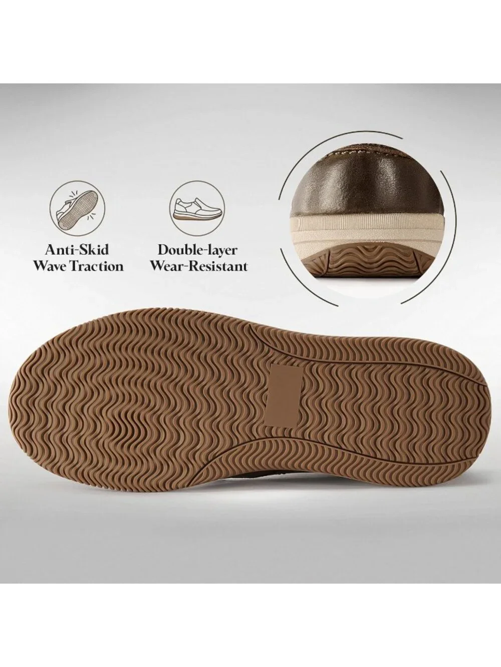 Men's Brown Slip On Leather Loafers Shoes Breathable Mesh Casual Moc